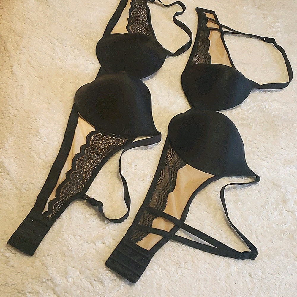 2 Maidenform black lace push up bras 38C